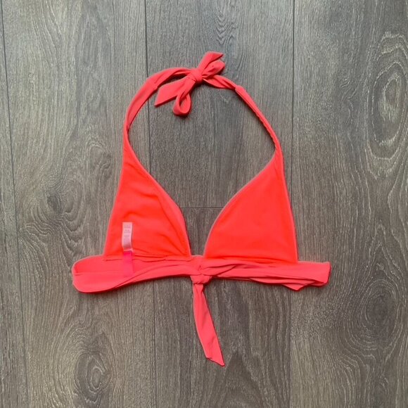Victoria's Secret Triangle Bikini Top Halter tie Coral Pink Y2k 2000s Size XS - Picture 12 of 13